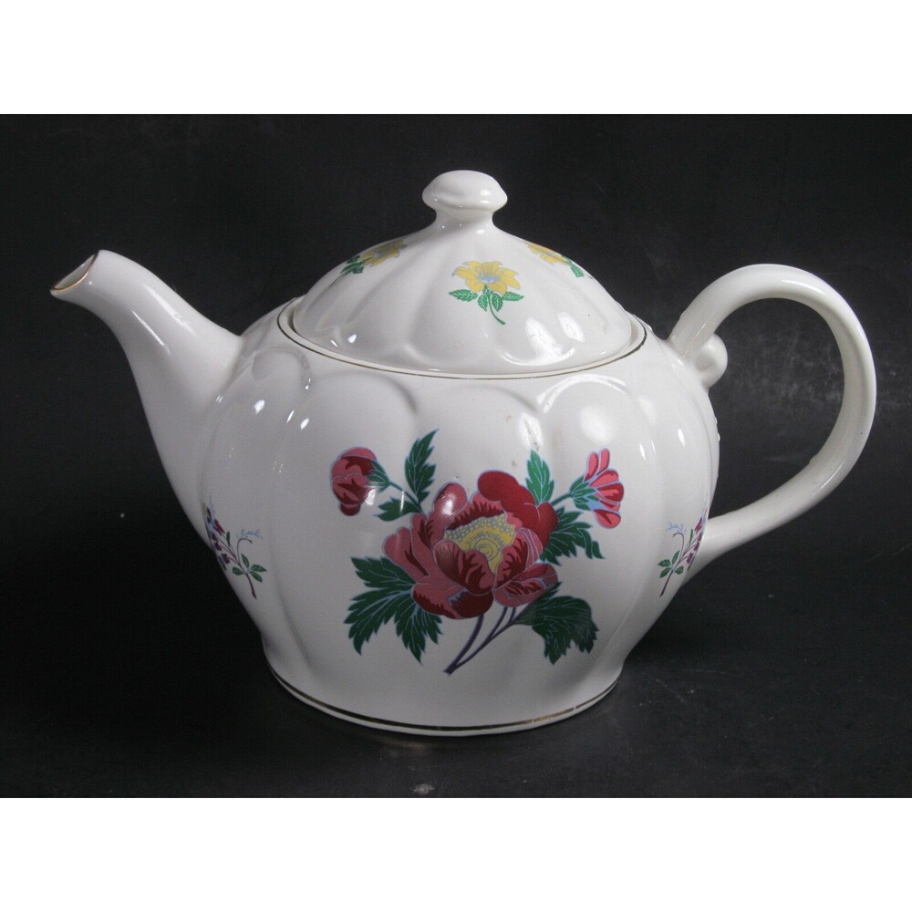 Laura Ashley Porcelain Parfums Teapot  White Pink Floral Gift